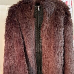 Fashion Nova Plush Faux Fur Jacket - Deep Brown